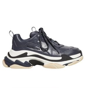 Balenciaga Leather Triple S in dark blue